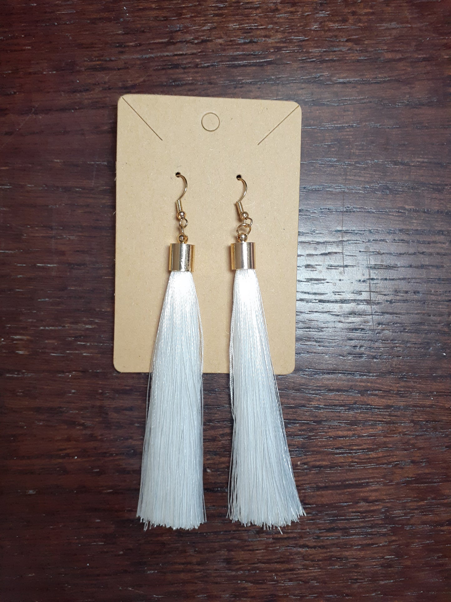 White Tassel Drop Earrings