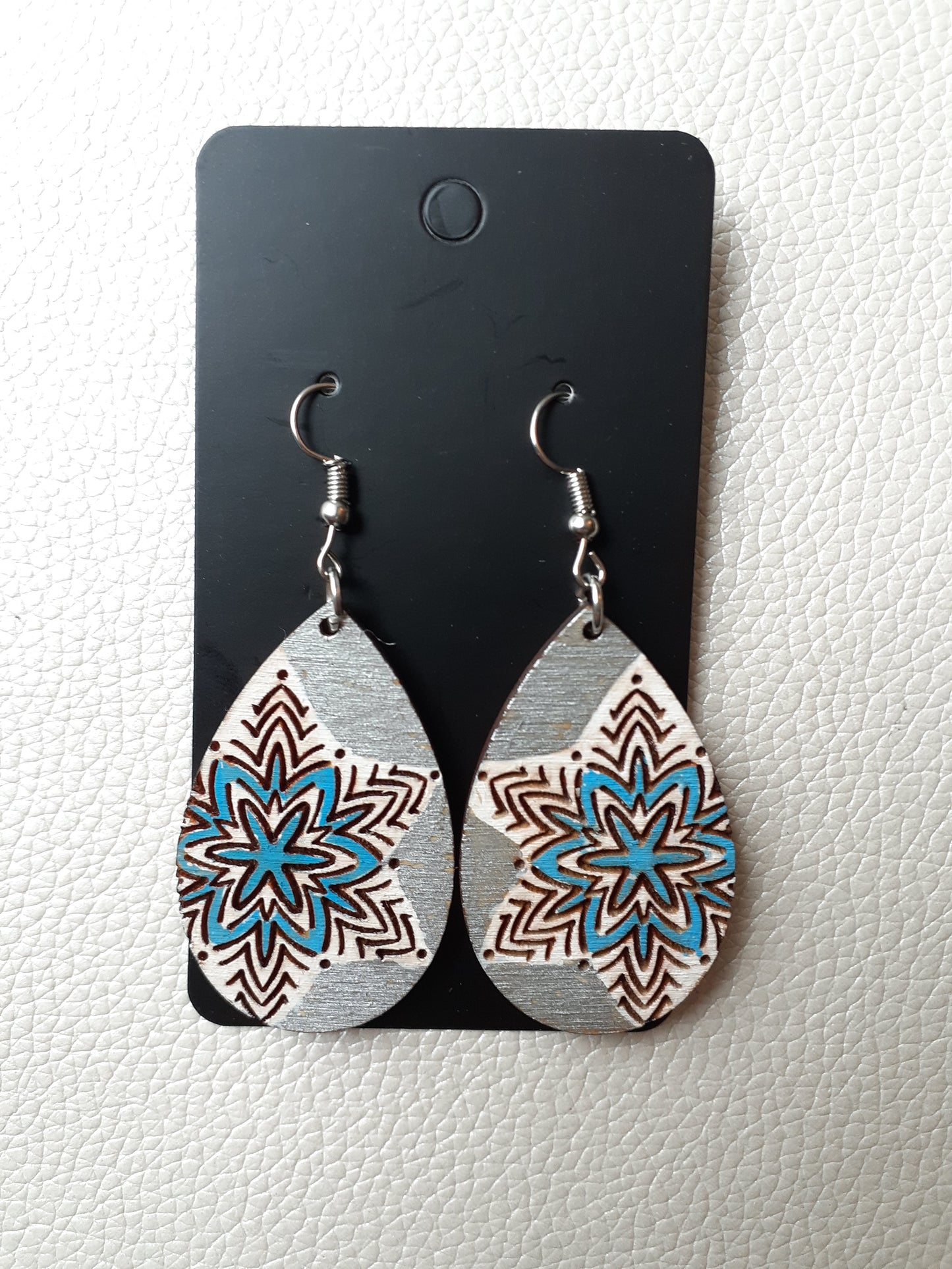 Snowflake Wood Earring