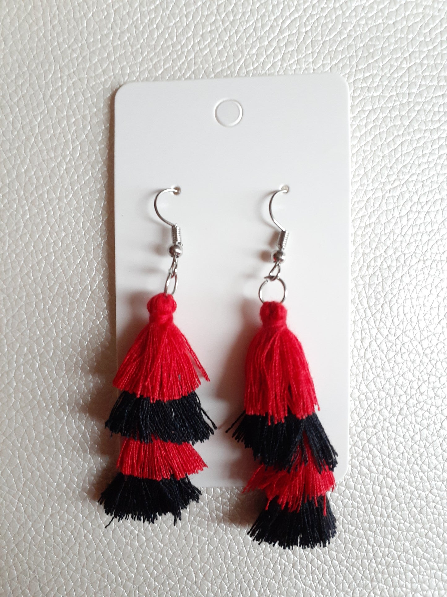 Black + Red Stacked Dangle Tassels