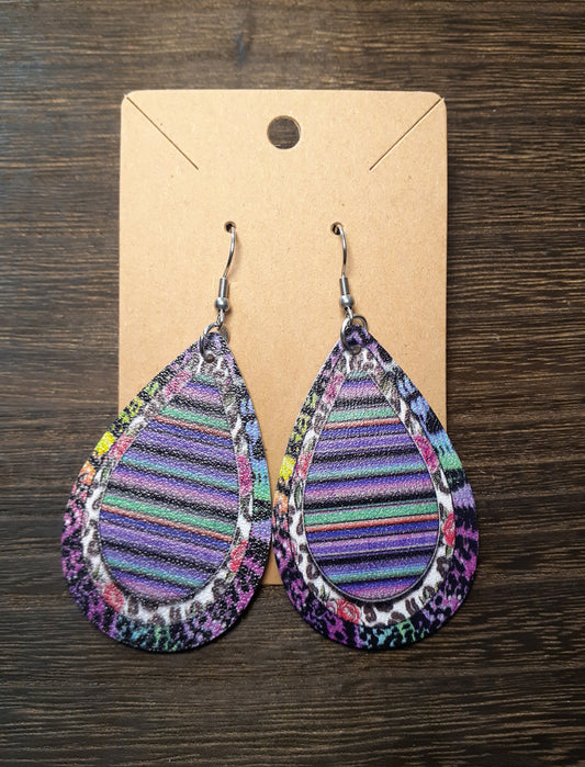 Purple Multi-patterned Drop Earrings