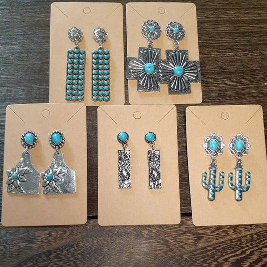 Vintage Silver Western Style Earrings