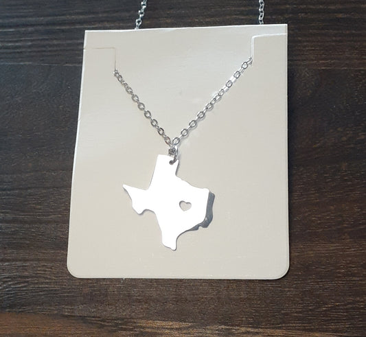 Silver Texas Heart Necklace