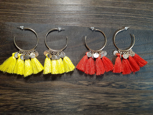 Gold Open Hoops + Tassels