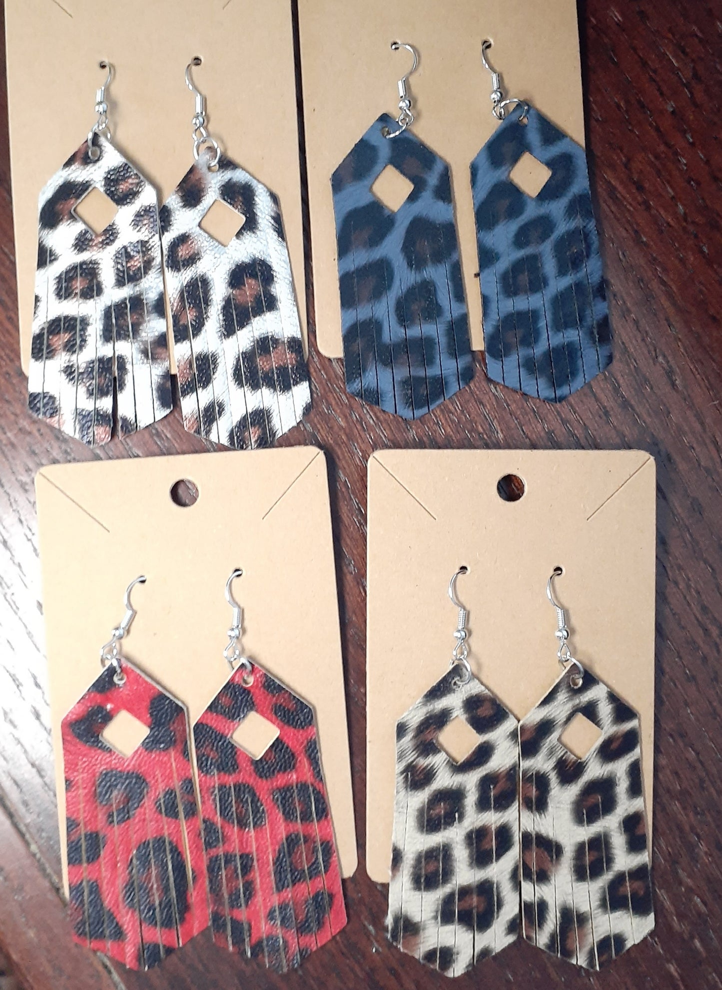 Fringed Keyhole Leather Earrings