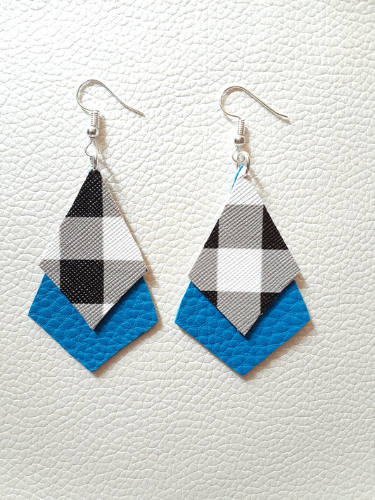 Blue + Plaid Layered Diamond