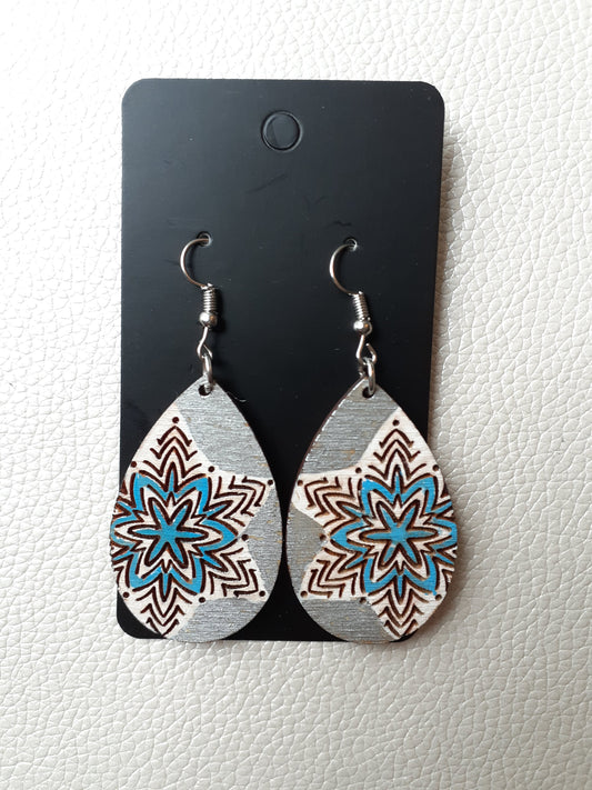 Snowflake Wood Earring