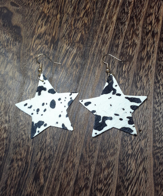 Cow Print Leather Cowhide Stars